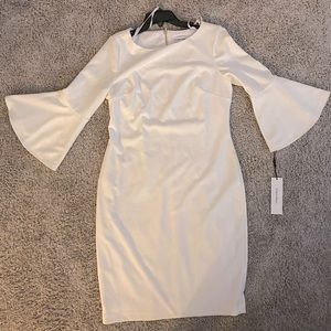 Calvin Klein Bell Sleeve White Dress